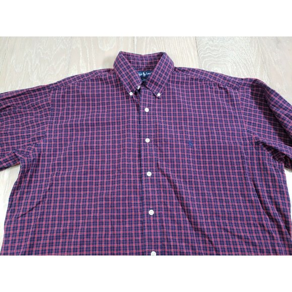 Men's Ralph Lauren Blake Red Plaid Button Down Shirt Large Long Sleeve Cotton - Picture 3 of 8